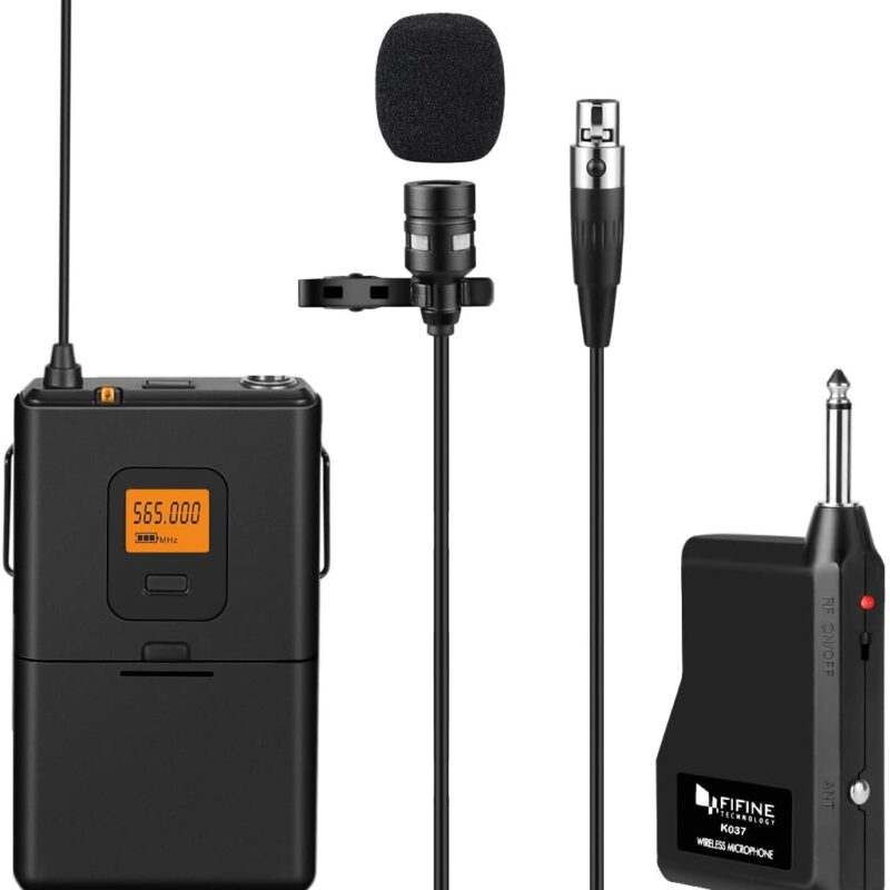 FIFINE Fifine 20-Channel UHF Wireless Lavalier Lapel Microphone