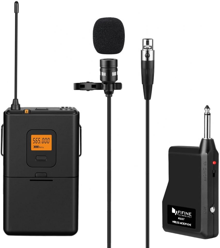 FIFINE Fifine 20-Channel UHF Wireless Lavalier Lapel Microphone