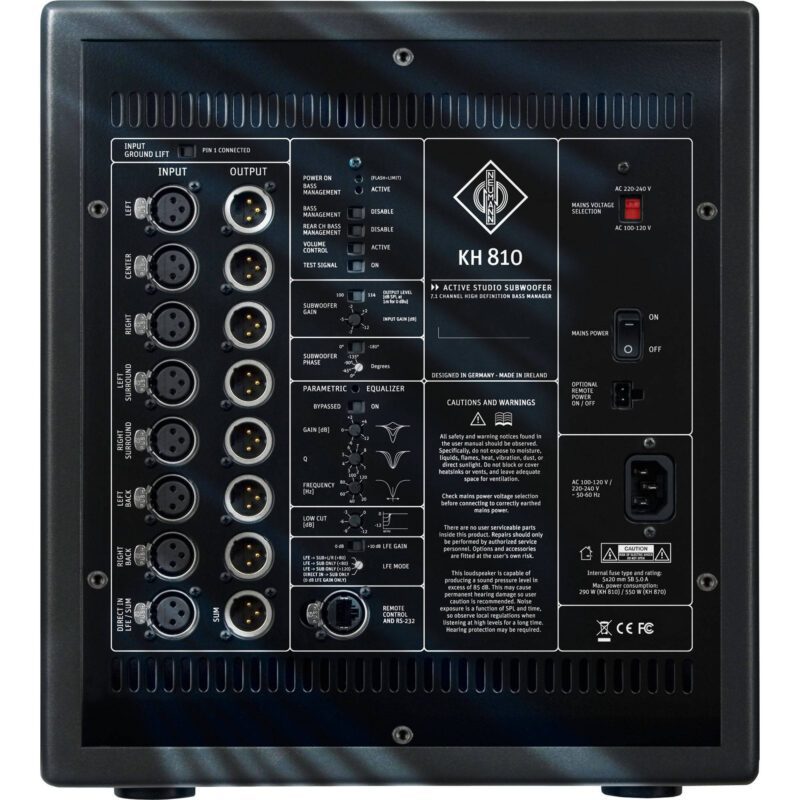 The KH 810 10" Active Studio Subwoofer from Neumann is a professional-grade subwoofer, ideal for tracking, mixing, and mastering applications in music, broadcast, and post production facilities