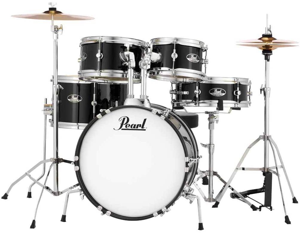 Pearl Roadshow Jr. 5-piece Complete Drum Set with Cymbals - Jet Black