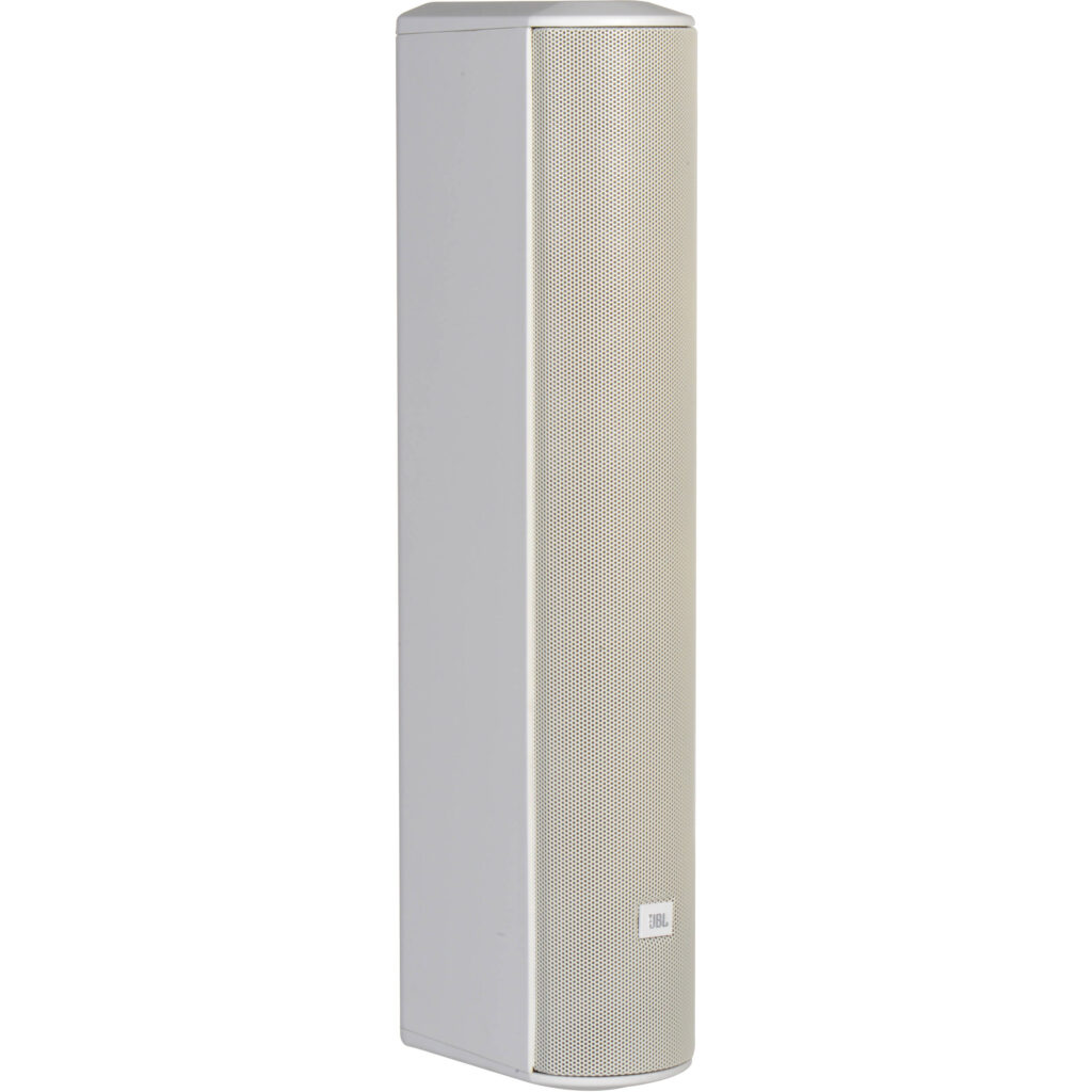 The white JBL CBT 50LA-1-WH Line Array Column Loudspeaker features Constant Beamwidth Technology, so it's well-suited for use in lecture halls, transit centers, conference rooms, cathedrals, multipurpose spaces, architectural spaces, in-wall recessed locations and more.