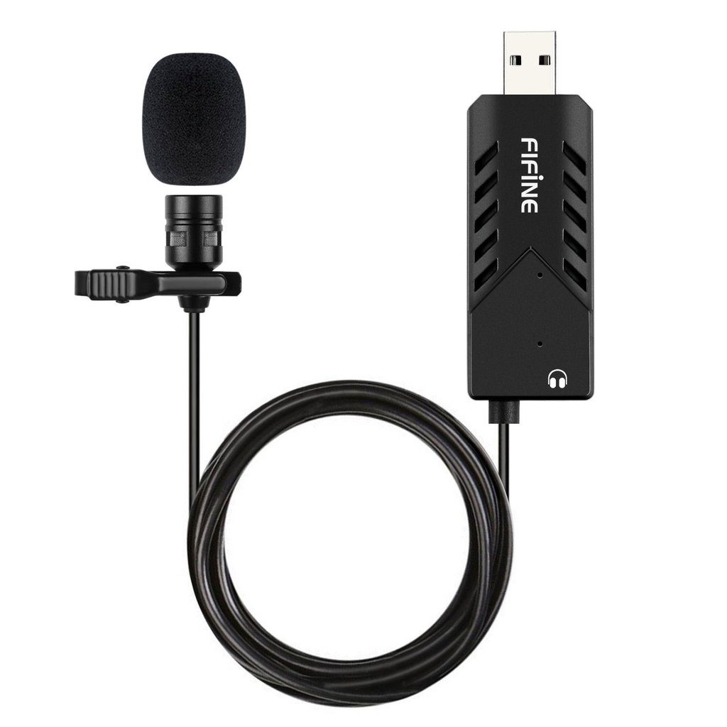  USB Lavalier Lapel Microphone,Fifine Clip-on Cardioid Condenser Computer mic Plug and Play USB Microphone 