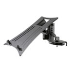 Appealing laptop rest for »Spider Pro« and »Baby Spider Pro«. The laptop rest is mounted on the upper end of the keyboard stand »Spider Pro« or »Baby Spider Pro« by means of a wing nut and retaining plate.