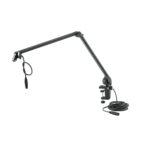 This exclusive microphone arm with a 3/8" or 5/8" thread connector in a modern design with a new innovative table clamp for quick and easy positioning of a microphone in the studio or at a multimedia work station.