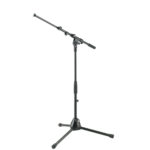 K&M Short Floor Mic Boom Stand with 2-piece Telescoping Boom