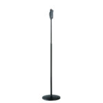 K&M Round Base Straight Mic Stand with One-Handed Clutch, and Matte Black Finish