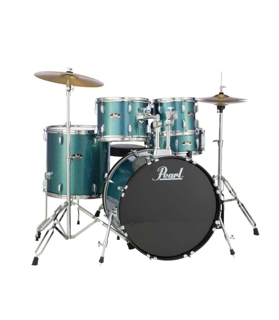 Pearl Road Show 5pc Drum Set With Cymbal & Hardware Aqua Glitter
