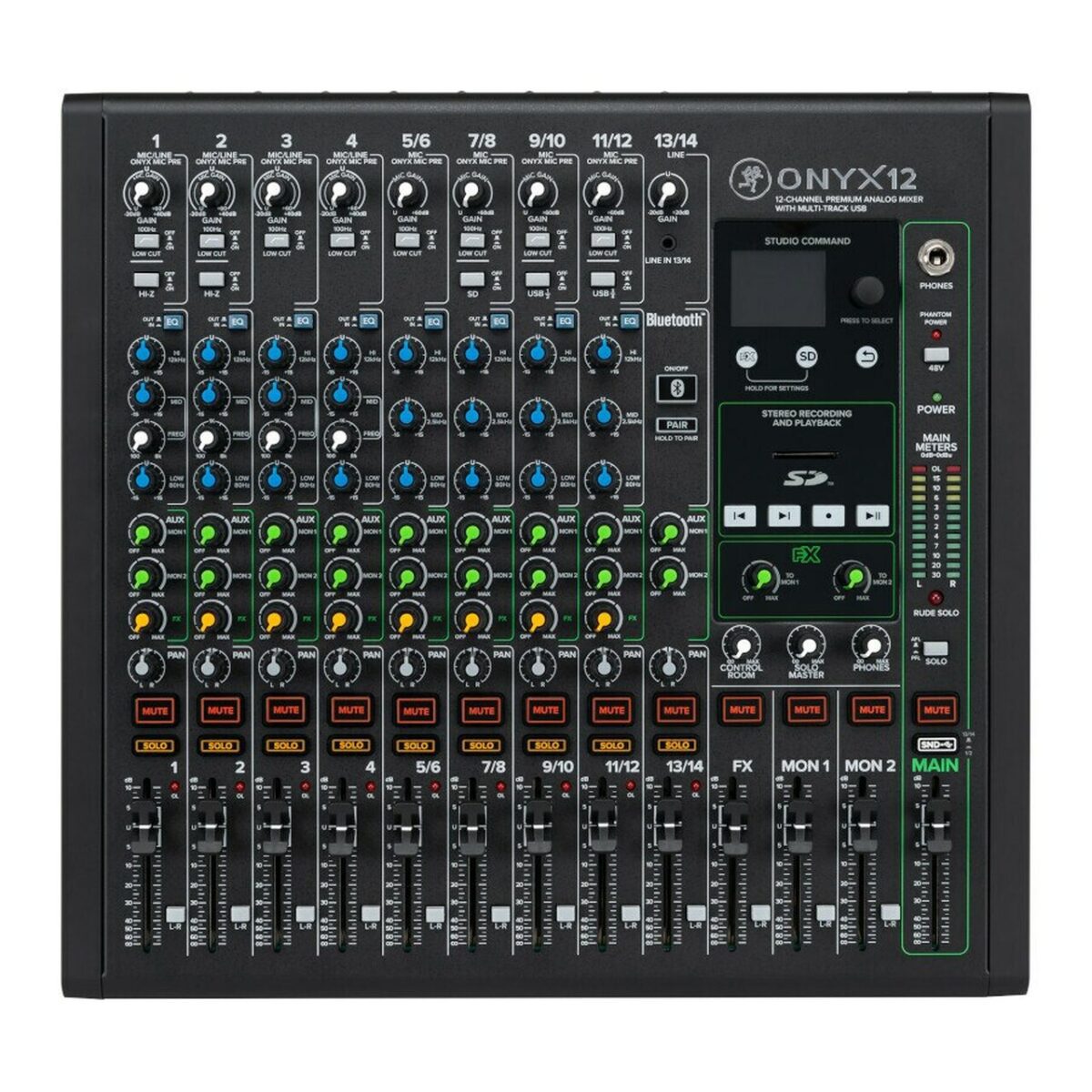When it comes to world-class quality and versatility, the Mackie Onyx12 12-channel Analog Mixer with Multi-track USB is the perfect go-to board for all your live sound and recording needs.