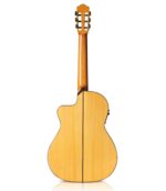 String Type Nylon Number of Strings 6 Body Shape Thinline Flamenco Body Style Single Cutaway Finish High Gloss Polyurethane Top Wood Solid German Spruce Back & Sides Wood Solid Spanish Cypress Body Bracing Flamenco-style Binding Indian Rosewood Neck Wood Spanish Cedar Fingerboard Material Ebony Number of Frets 19 Scale Length 65cm