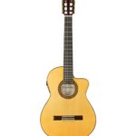 String Type Nylon Number of Strings 6 Body Shape Thinline Flamenco Body Style Single Cutaway Finish High Gloss Polyurethane Top Wood Solid German Spruce Back & Sides Wood Solid Spanish Cypress Body Bracing Flamenco-style Binding Indian Rosewood Neck Wood Spanish Cedar Fingerboard Material Ebony Number of Frets 19 Scale Length 65cm
