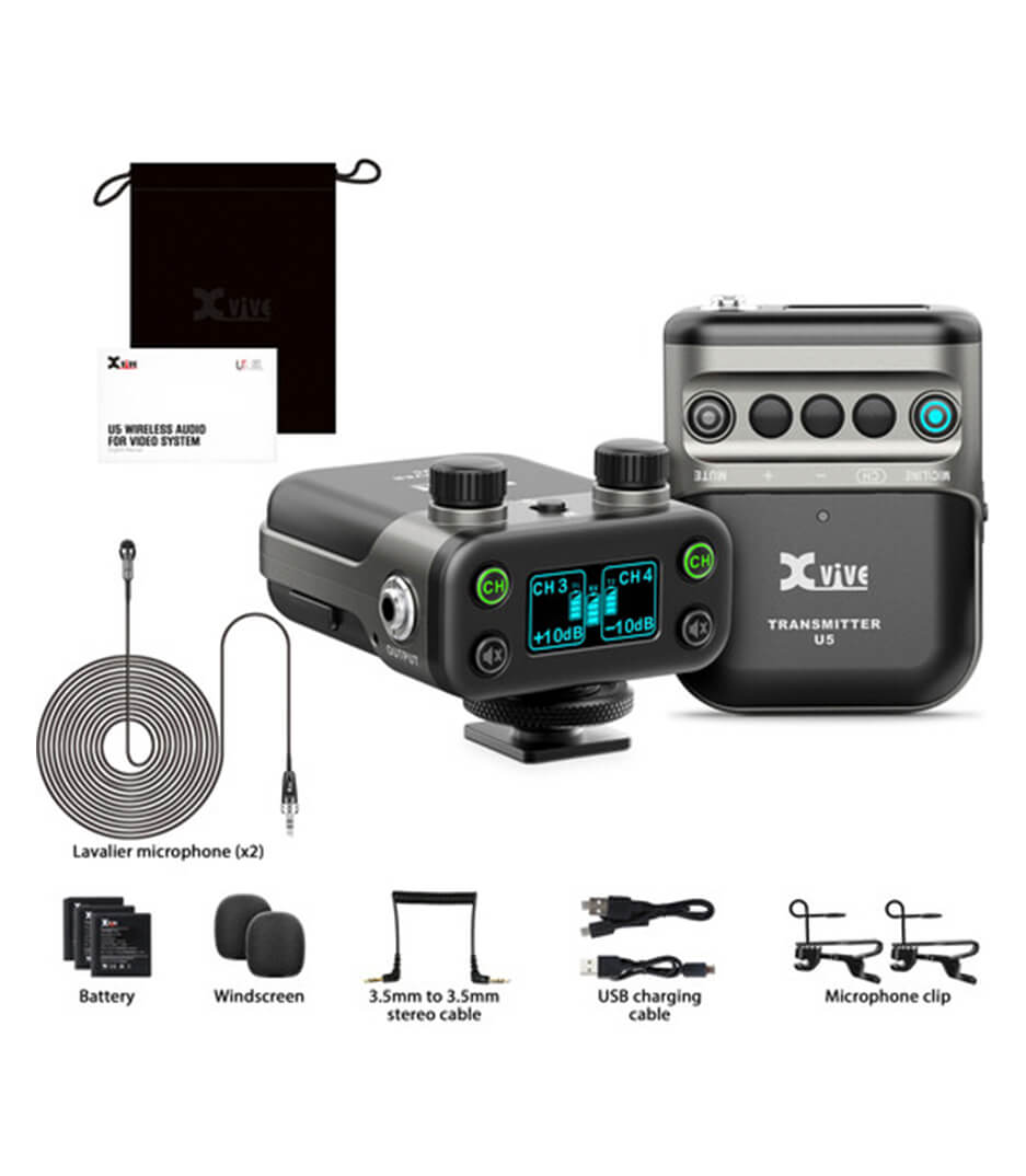 Xvive U5 Single Channel Lavalier Microphones Wireless System for DSLR Cams
