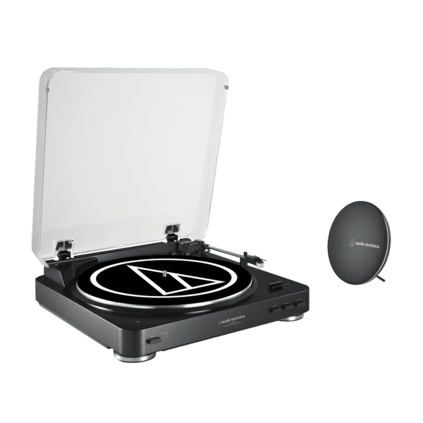 Audio Technica (AT-LP60BT Turntable + AT-SP60BT Speaker) Wireless Turntable and Speaker System-BK