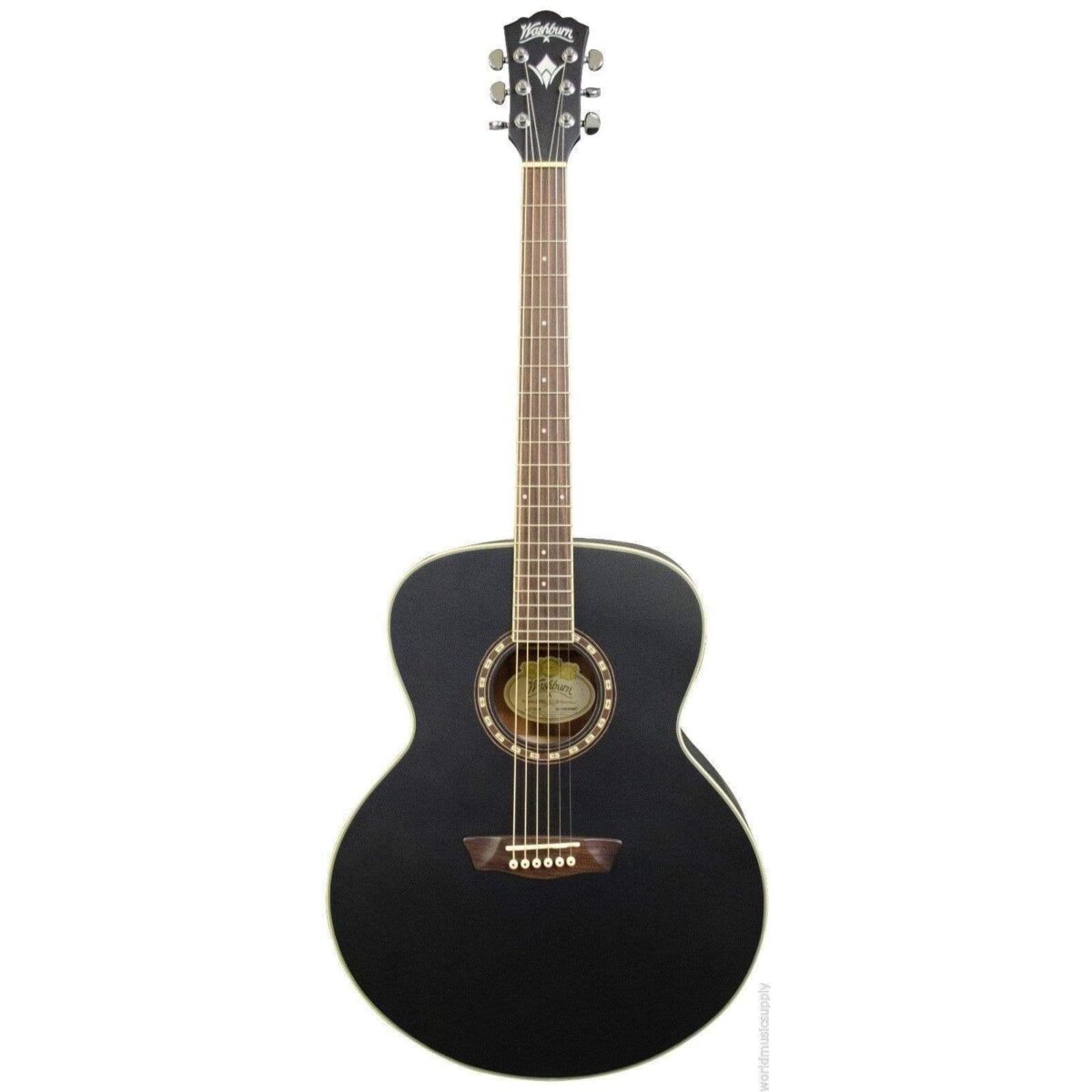 Washburn WJ7SBM Jumbo Acoustic Guitar - Black Matte