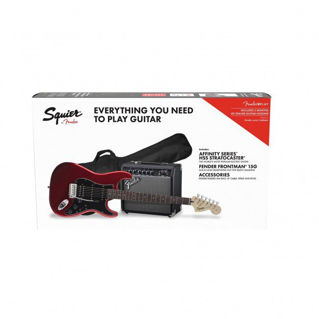 Fender Affinity Series Stratocaster HSS Electric Guitar Pack, Candy Apple Red