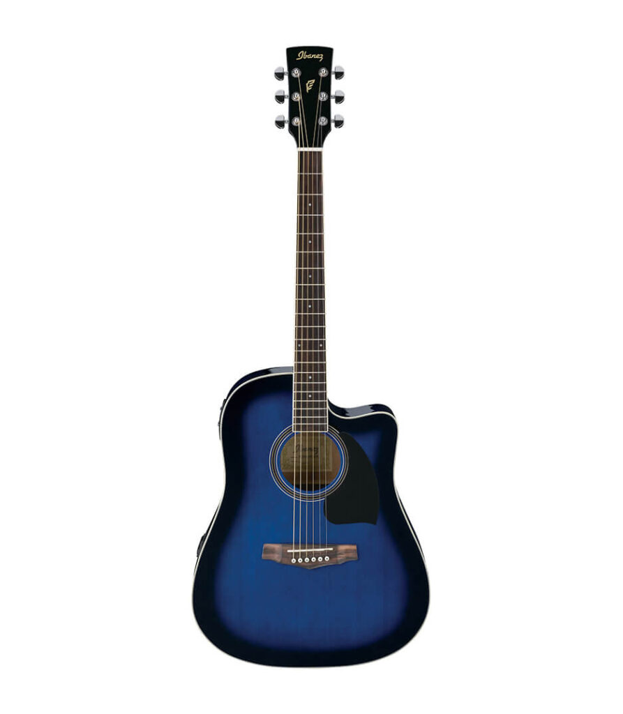 Ibanez PF15ECE Series Electro Acoustic Guitar Transparent Blue Sunburst High Gloss Finish