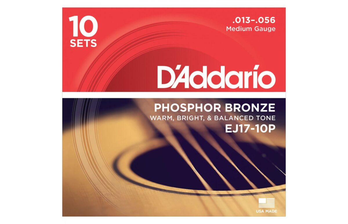 D'addario Acoustic Guitar String Phosphor Bronze Meduim Gauge - 10 Set Value