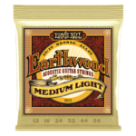 Ernie Ball Earthwood 80/20 Bronze Acoustic Guitar Strings are made from 80% copper, 20% zinc wire wrapped around hex shaped brass plated steel core wire. These acoustic guitar strings provide a crisp, ringing sound with pleasing overtones. .012, .016, .024w, .032, .044, .054