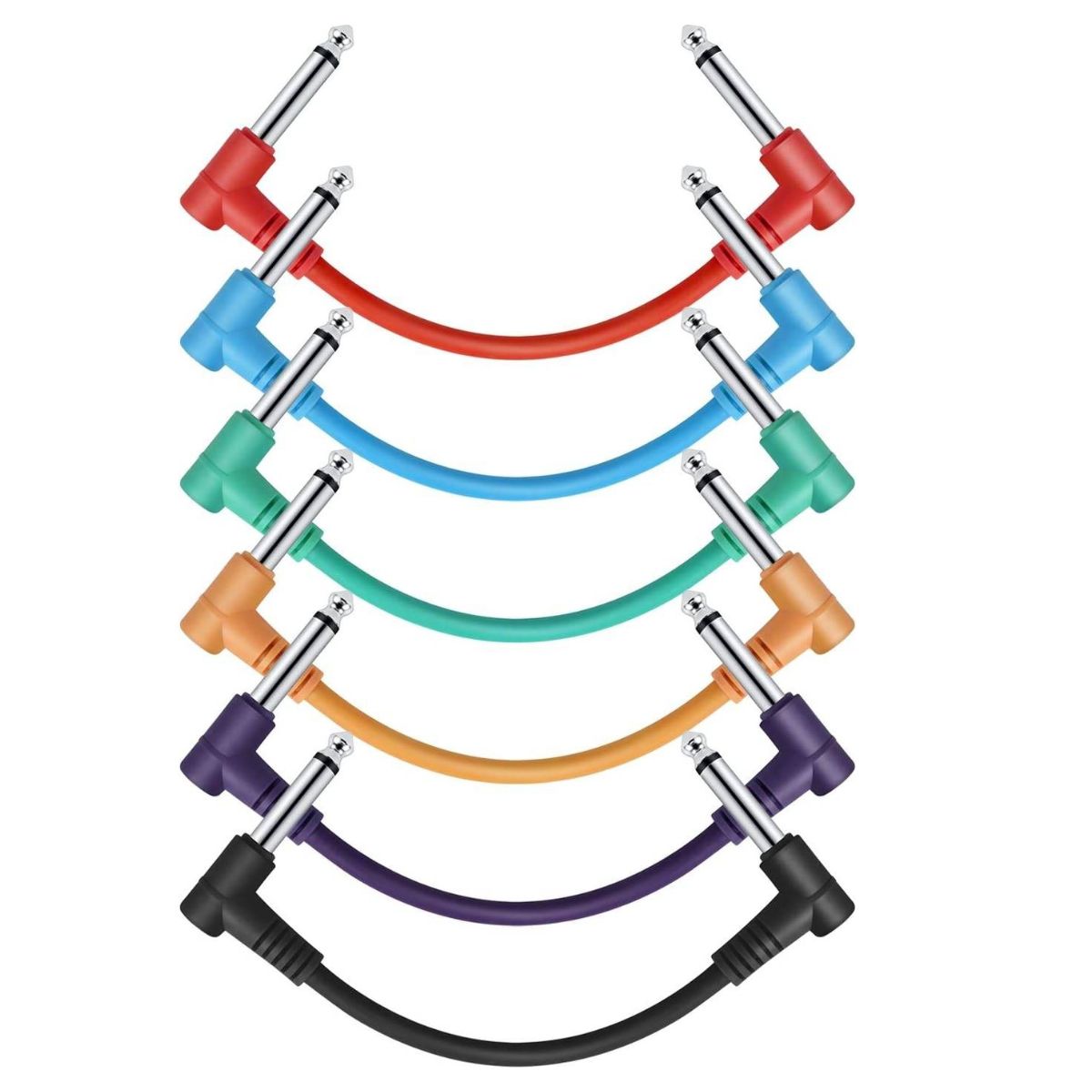 Donner – EC2009 6 Inch Guitar Patch Cable Colored cable 6-Pack