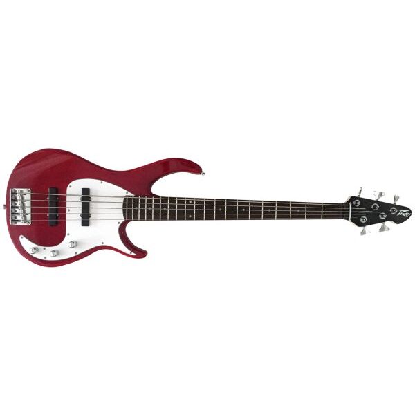 Peavey Milestone 5 String Electric Bass Guitar – Red front view