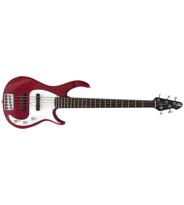Peavey Milestone 5 String Electric Bass Guitar – Red front view